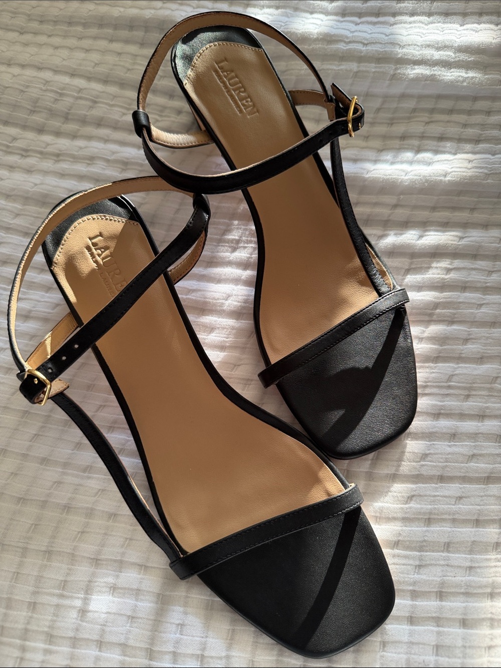 Lauren Women’s Black Ankle-Strap Sandals